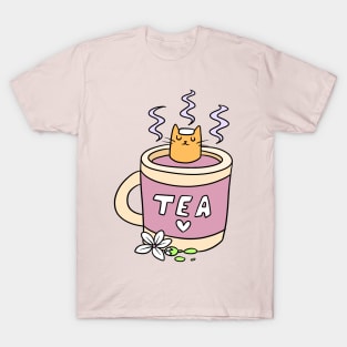 Relaxing Tea Cat T-Shirt